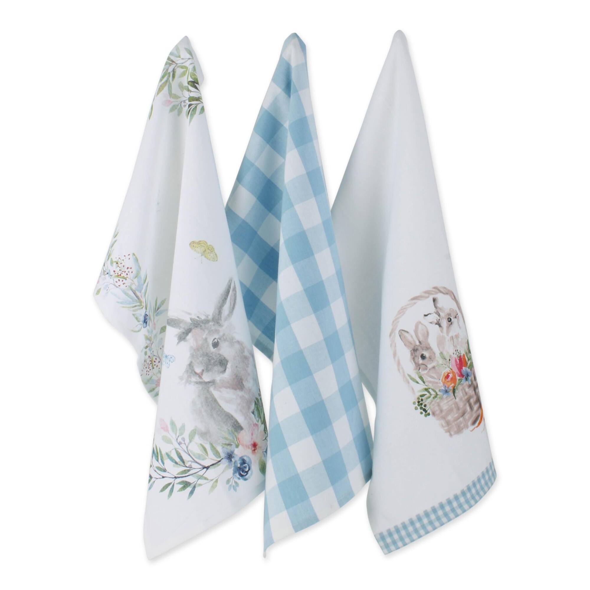 DII® Floral Bunnies Printed Dishtowel, 3ct.